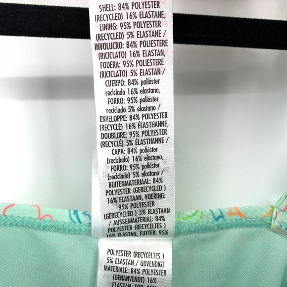 Disney Mickey & Minnie Twist Front One Piece Swimsuit Sz XS Tropical Print Mint - Picture 6 of 6